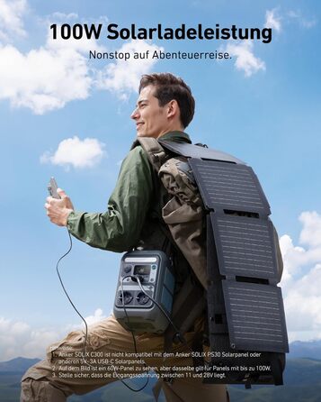 Портативна електростанція Anker SOLIX C300: 288Wh LiFePO4, 300W (макс. 600W), сонячний генератор, 140W швидка зарядка. Для кемпінгу, подорожей, надзвичайних ситуацій. (Сонячна панель опціонально)