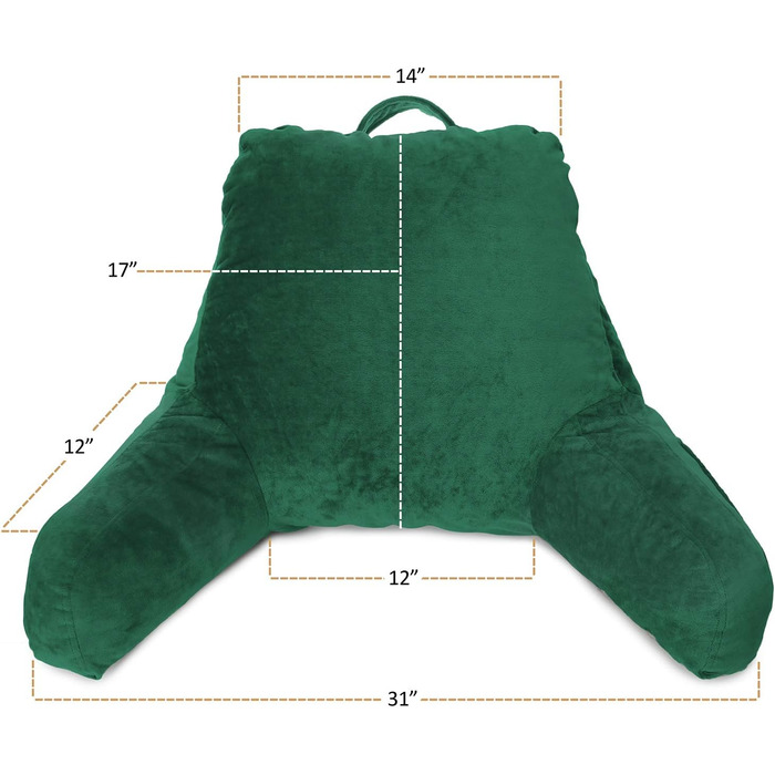 Подушка-крісло Clara Clark з підлокітниками для дітей та дорослих – преміум подушка з піною з пам'яті для перегляду телевізора та відпочинку – середнього розміру, колір хакі