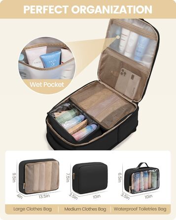 LOVEVOOK Рюкзак для ручної поклажі, 40L, для подорожей, з відділенням для взуття та ноутбука 17 дюймів, водонепроникний, для жінок