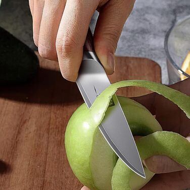 SHAN ZU Profi кухонний ніж 18 см - японський кухонний ніж з високоякісної сталі 10Cr15Mov, 12° заточка, ергономічна ручка з паккавуду - для м'яса, овочів, риби (овочечистка)