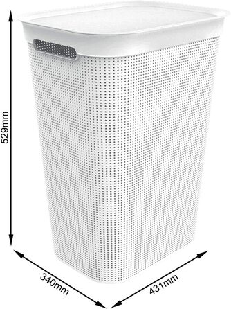 Збірник для білизни Rotho Brisen 50 л, кришки та ручки, пластик без BPA, 43,34x52,9 см, омела біла