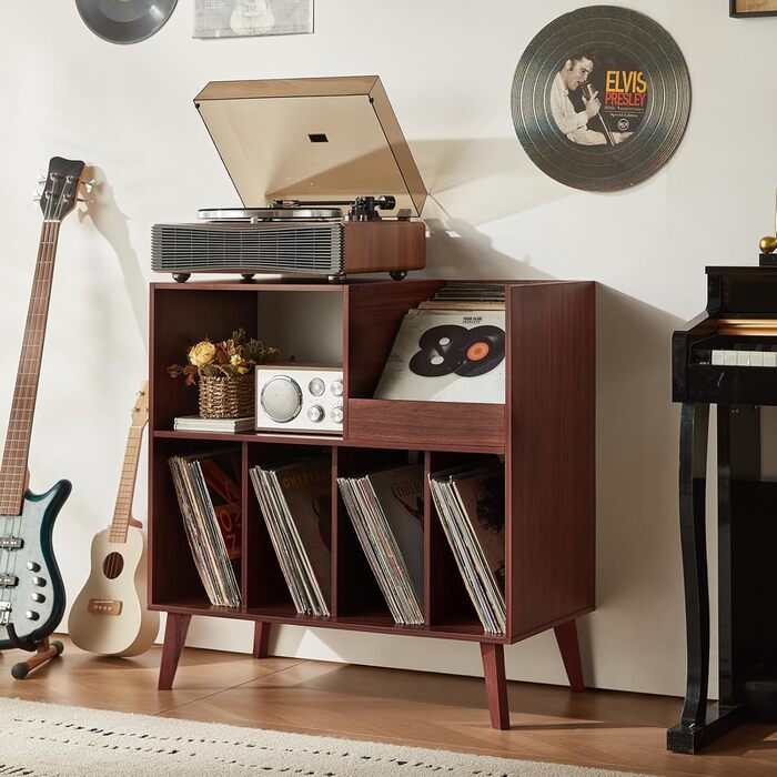 Стійка для платівок з полицями, органайзер для вінілових платівок на 300 альбомів, горіх