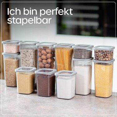 Набір контейнерів для зберігання продуктів [12 шт] антрацит - стекові та економні для кухні. Герметичні скляні банки для борошна, контейнери для їжі, 12 шт.