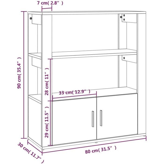 Сервант Шафа Credenza Бічна шафа Комод Багатофункціональна шафа Стояча шафа Книжкова шафа Стояча полиця 80x30x90 см інженерна деревина (бетон сірий)