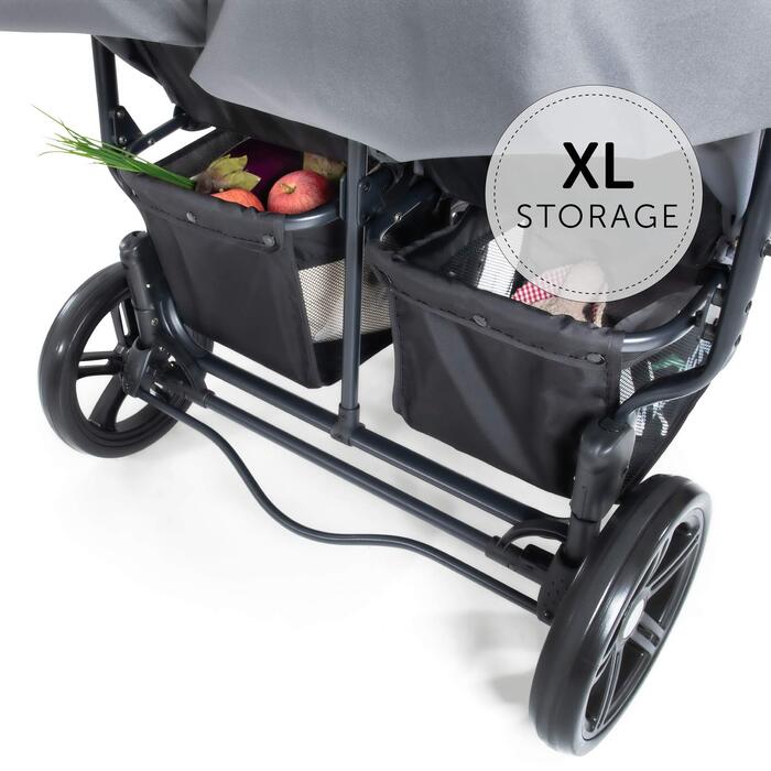 Візок для близнюків Hauck Roadster Duo SLX Grey/Silver: прогулянка від народження до 15 кг, функція лежання, великий кошик, компактний у складеному стані