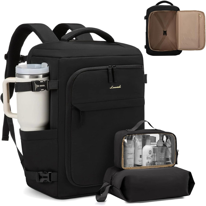 Рюкзак жіночий LOVEVOOK 40L для подорожей та авіаперельотів, Carry On, Beige Khaki