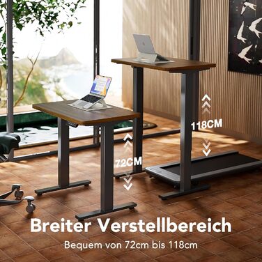 Регульований стіл HUANUO з пам'яттю висоти, електричний стіл для дому, офісу та комп'ютера, стоячий стіл (темно-горіховий, 160 x 80 см)