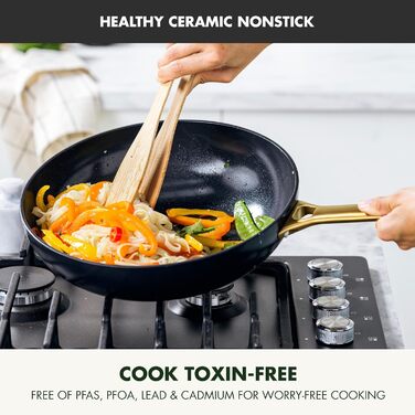 Wok GreenPan Reserve 28 см з антипригарним покриттям Ceramic, чорний, з нержавіючою сталі, без PFAS, для плити та духовки