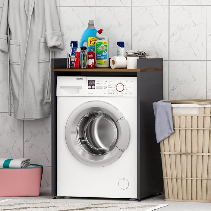 Шафа для пральної машини Homidea MIA - Настінна шафа для ванної кімнати - Шафа-короб для пральної машини та сушилки для білизни, 182.1 x 65 x 60 см (Антрацит/Дуб)
