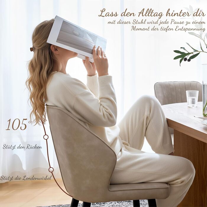 CLIPOP Стільці для їдальні Ретро Штучна шкіра М'який стілець для їдальні зі спинкою та міцними металевими ніжками, кухонні стільці, м'який стілець для дому/офісу (Бежевий, 4)