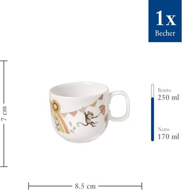 Дитячий набір посуду Villeroy & Boch Boho Kids 'Roar like a lion' (7 предметів), з нержавіючої сталі, для дітей, з мотивом лева та мавпи, преміум-посуд, миється в посудомийній машині, безпечний у мікрохвильовці