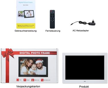 Цифровий фотомонтаж 10.1 дюйма, IPS, 1280x800, USB/SD, фото/музика/відео, календар, будильник, настінний монтаж, білий