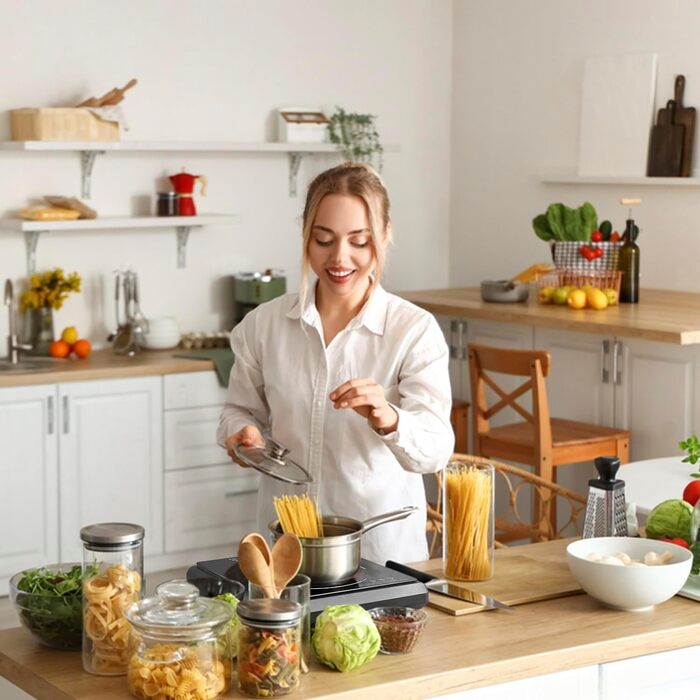 Двохконфорочна індукційна плита CUSIMAX 3500W з LED дисплеєм та сенсорним керуванням, склокераміка, захист від дітей