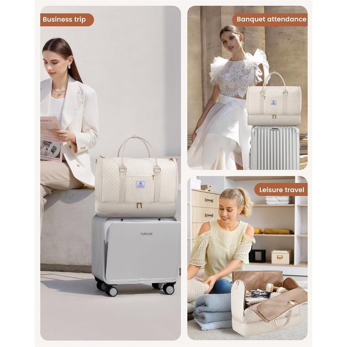 Сумка-органайзер для одягу LOVEVOOK, 53L, 2 шт., бежева. Сумка-рюкзак для подорожей, з містким відділенням для взуття, водонепроникна, для ручної поклажі