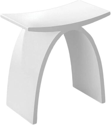 Стілець для ванної кімнати Bernstein Badhocker PB4001 з мінерального каменю, білий матовий, 43 x 43 x 23,5 см, водонепроникний, антиковзкий, без запаху, універсальний для сидіння та зберігання