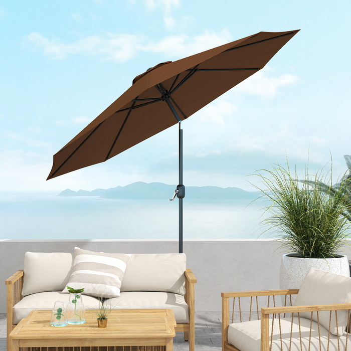 Парасолька Outsunny з ручним рукояткою Ø2,95 x 2,5 м Шарнірна парасолька, ринкова парасолька, коричнева, 180/м² поліестер, стійка