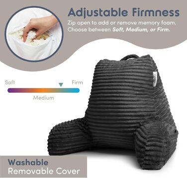 Подушка для читання Nestlé з подрібненим Memory Foam, розкішна подушка для спини та рук, регульована підтримка для дорослих та підлітків