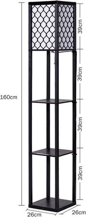 Полиця для торшера COSTWAY, сучасний дерев'яний торшер з 3 ярусами, 160x26x26см (решітка)