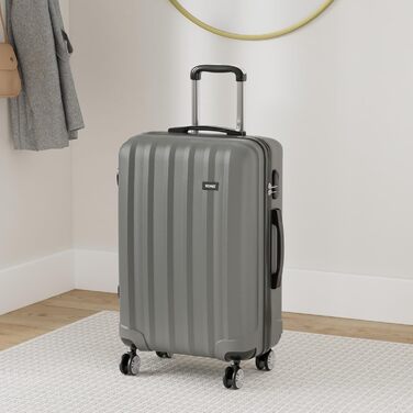 Валіза-тележка KONO Hartschale з 4 колесами, 66л (65см), сірий/рожевий комплект