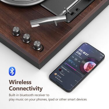 Вініловий програвач з зовнішніми стерео динаміками, Bluetooth Hi-Fi, вінтажний дизайн