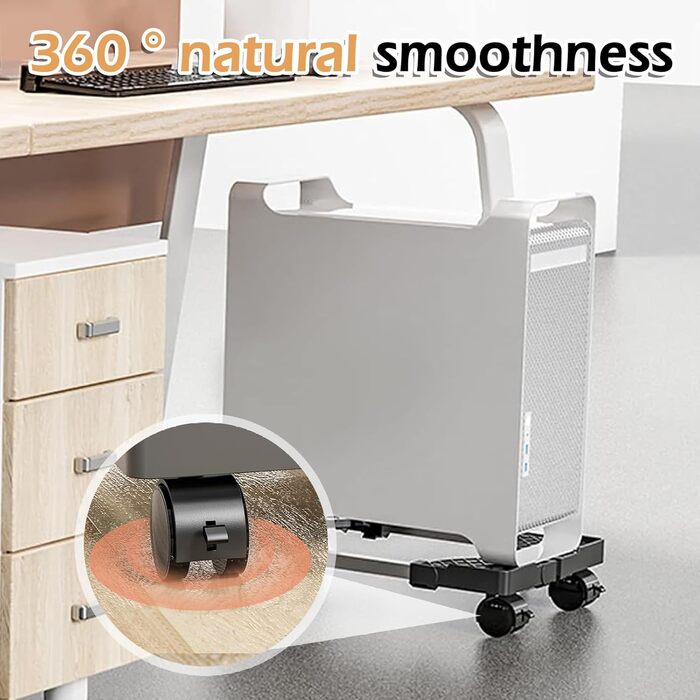 Підставка для комп'ютера SPORWAY: універсальна, на коліщатках, для під стола, білий/чорний