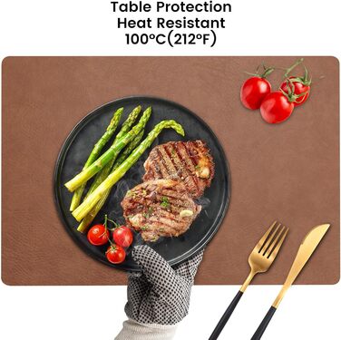 Набір підставок під гаряче YIHELU, 6 шт., штучна шкіра, зелений м'ятний/кремовий, миючіся, антиковзні