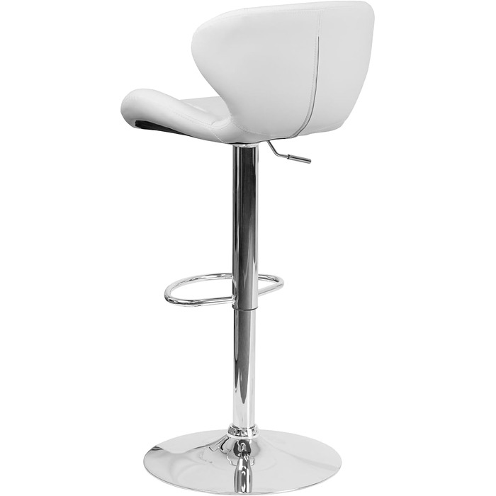 Барний стілець Flash Furniture Denville з тканини, регульований по висоті, з вигнутою спинкою та хромованою основою, 2 шт. (Біле вінілове сидіння)