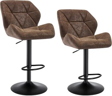 Барні стільці WOLTU 2 шт. - комплект, регульована висота, обертання, штучна шкіра, сталь, темно-коричневий
