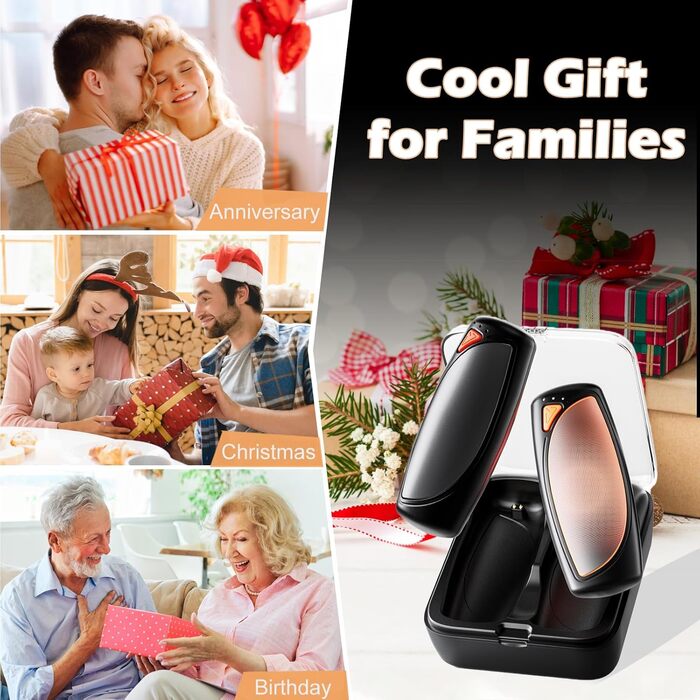 Електричні грілки для рук COTOP, набір 2 шт. з зарядним кейсом 14000 mAh, 3 режими нагріву до 56°C, для катання на лижах, кемпінгу, чорного кольору