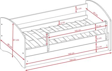 Дитяче ліжечко 160x80 см з матрацом, захистом від випадання, рейковим каркасом і шухлядою білого кольору 80 x 160 Ліжко для дівчаток рожеве (80 х 160 см, кінь)