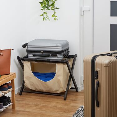 Підставка для валіз Relaxdays чорного кольору з мішком для білизни