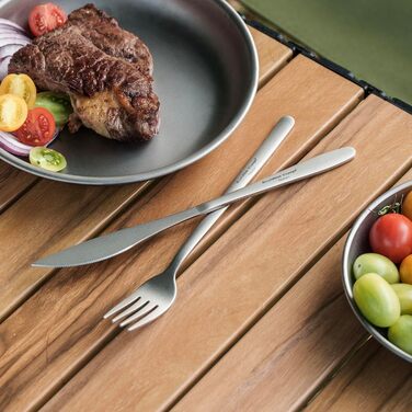 Набір столових приладів iBasingo Titan для кемпінгу: ложка, виделка, ніж, палочки для їжі. Металевий набір для відпочинку та подорожей Ti1056T