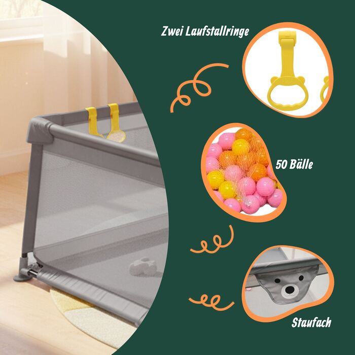 Дитячий манеж Relaxdays з 50 м'ячиками