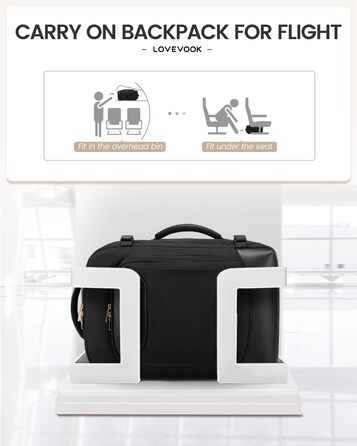 Чорний жіночий рюкзак OVEVOOK для подорожей та ділових поїздок, 40л, водонепроникний, з органайзером для взуття