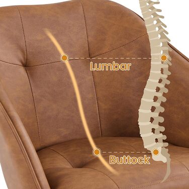 Крісло Yaheetech для дому та офісу: регульоване, поворотне, з велюру, для робочого кабінету, спальні, до 136 кг, ретро-коричневе