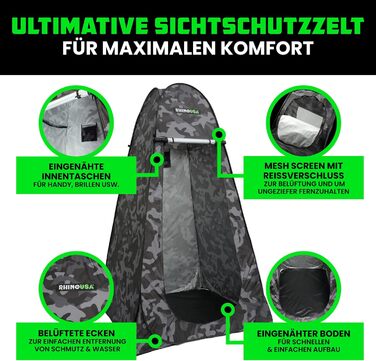 Намет переносний Rhino USA Pop Up - Роздягальня, душ, туалет для кемпінгу та відпочинку на природі. Легкий, водонепроникний, швидкий монтаж.