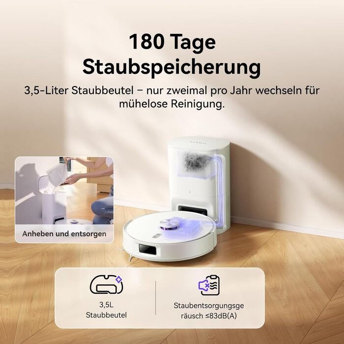 Робот-пилосос NARWAL Freo S з функцією миття підлоги, 8000Pa, 3.5L, LDS-лазерна навігація, керування через додаток, для килимів та шерсті тварин