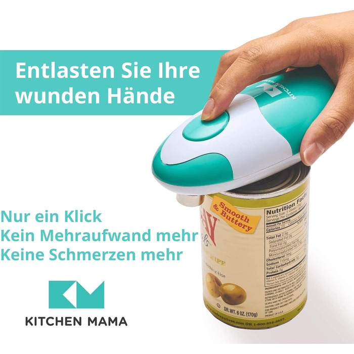 Електричний відкривачка для консервів Kitchen Mama Auto 2.0: автоматичний, бездротовий, з гладкою кромкою, безпечний для продуктів харчування