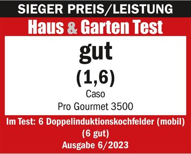 CASO Pro Gourmet 3500 - Двоконфорочна індукційна плитка, max. 3500 Вт, 60-240°C, 12 рівнів потужності, для посуду до 22 см