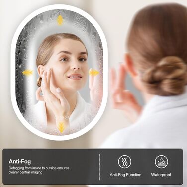 Круглий LED-дзеркало для ванної кімнати ChillCruiser 50см з чорною рамою, антизапарник, 3 кольори, пам'ять, 500x700мм