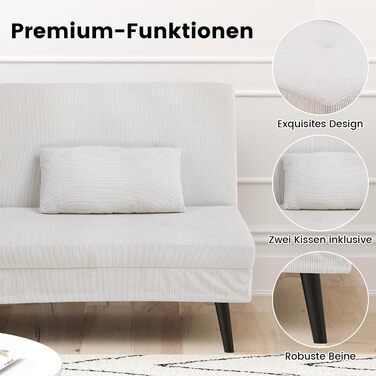 Диван-ліжко LUCKRACER 3-місний з регулюванням кута нахилу, Cordstoff, Бежевий