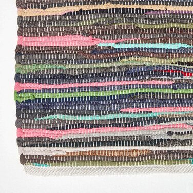 Домашні пейзажі круглий килимок чінді / постільна білизна ручної роботи з 100 переробленої бавовни, клаптева ковдра в різнокольорову смужку (120 х 180 см)