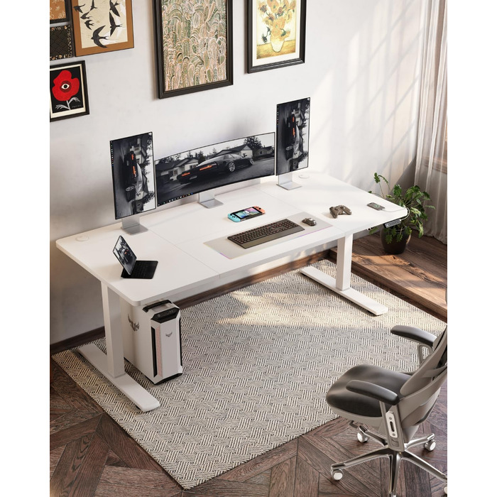 Регульований стіл Devoko з USB-роз'ємом, електричний, 160x70 см, білий