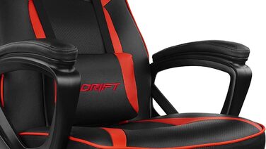 Крісло DRIFT GAMING DR50 -DR50B - професійне, регульоване по висоті, крісло-гойдалка, м'які підлокітники, штучна шкіра, 67 х 122-131 х 67 см (Червоний, геймерське крісло)