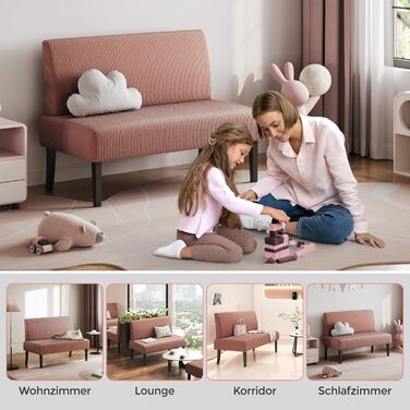 Диван-лавка Yaheetech для кухні/вітальні, 2 місця, без підлокітників, зелений/рожевий, м'який, оббивка з корду