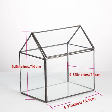 Геометричне терассіум NCYP 15,5x11x16 см, скляний, з кришкою, для сукулентів та моху, чорний