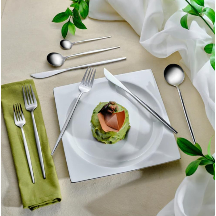 Набір столових приборів Karaca Elegance Orion Platin, 84 шт. (12 осіб), нержавіюча сталь, придатний для мийки посуду