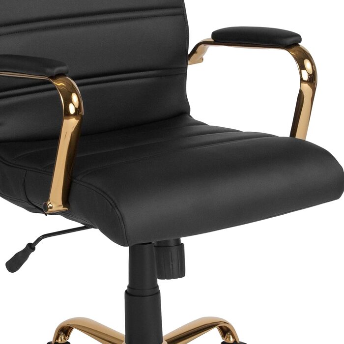Офісний крісло Flash Furniture - крісло для шефа, біле шкіряне, з червоно-золотим каркасом, 61x58,5x103,5 см