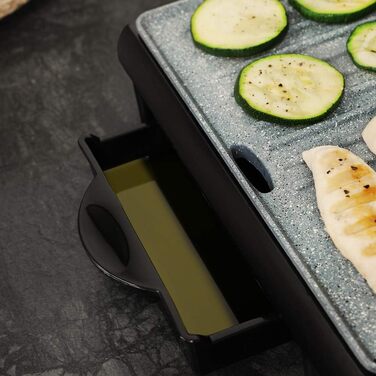 Електрогриль Cecotec Rock'nGrill 1500 Rapid з каменем RockStone, регульованою кришкою, збирачем жиру, 1500 Вт, нержавіюча сталь