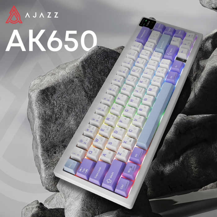 Бездротова механічна клавіатура Ajazz AK650 Flying Fish Switch - Purple (AK650-FF-PWB)